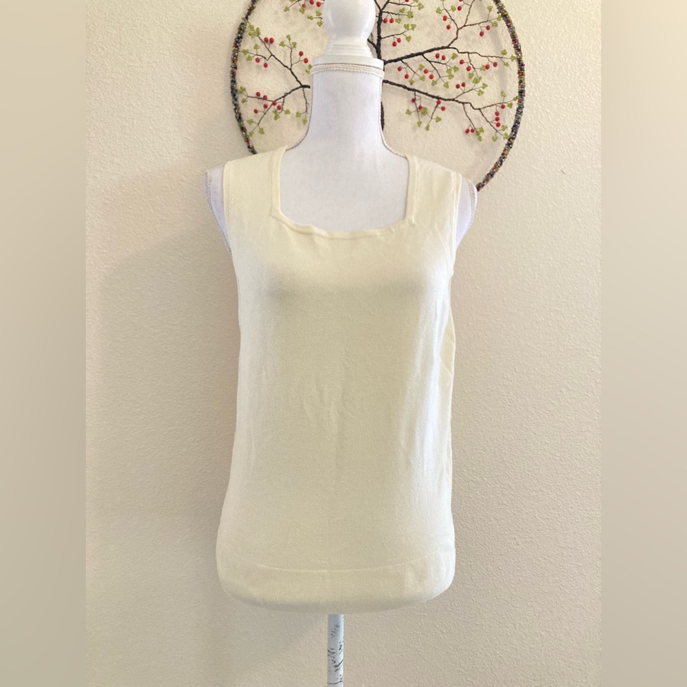 Evie Square Neck Cream Cardigan Shell Tank Size Large